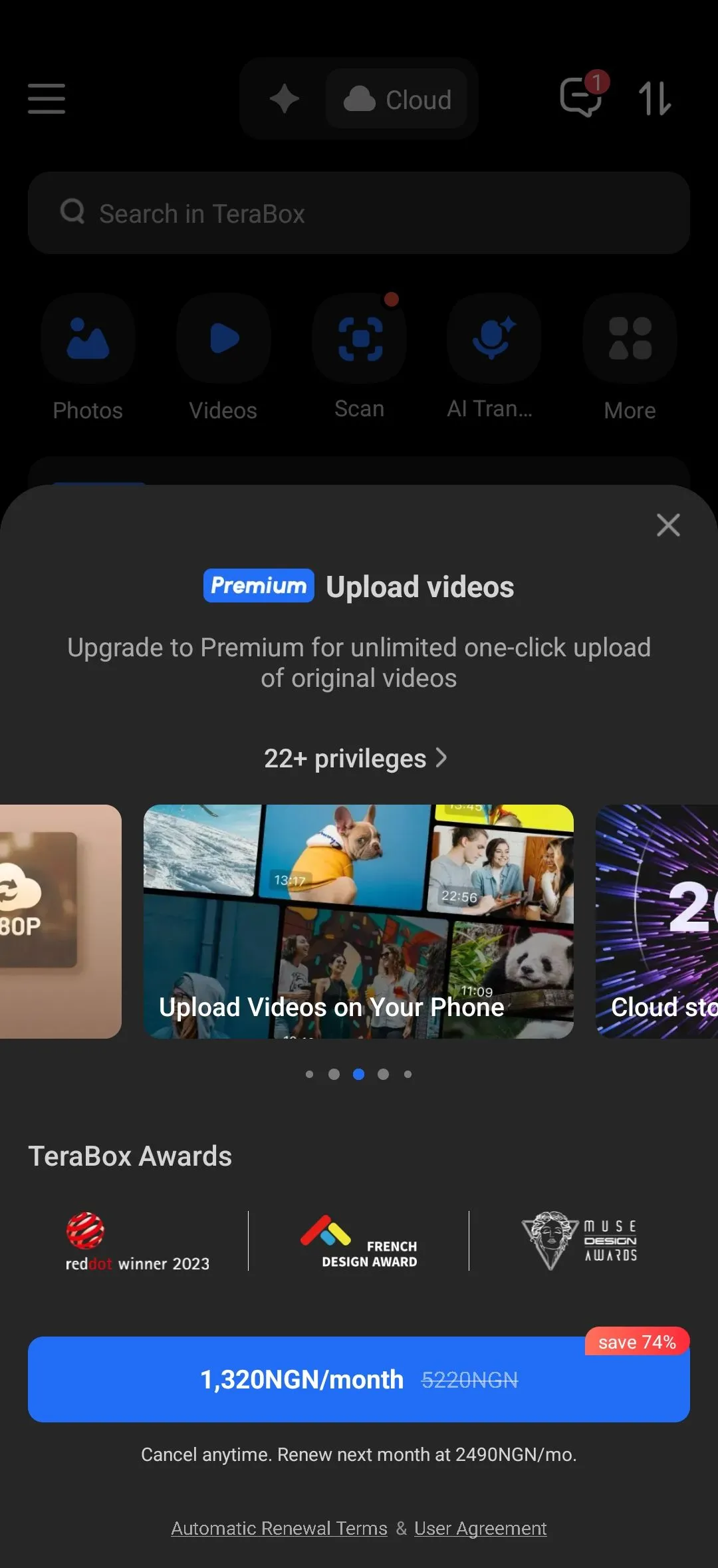 Terabox video upload restriction