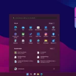 Thanh Start menu và các biểu tượng ứng dụng trên Windows 11 với giao diện hiện đại