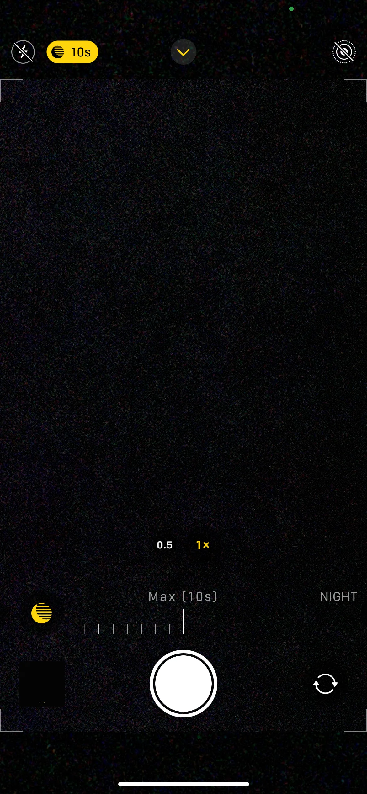 Thanh trượt thời lượng Chế độ Ban đêm (Night Mode) trong ứng dụng Camera của iPhone