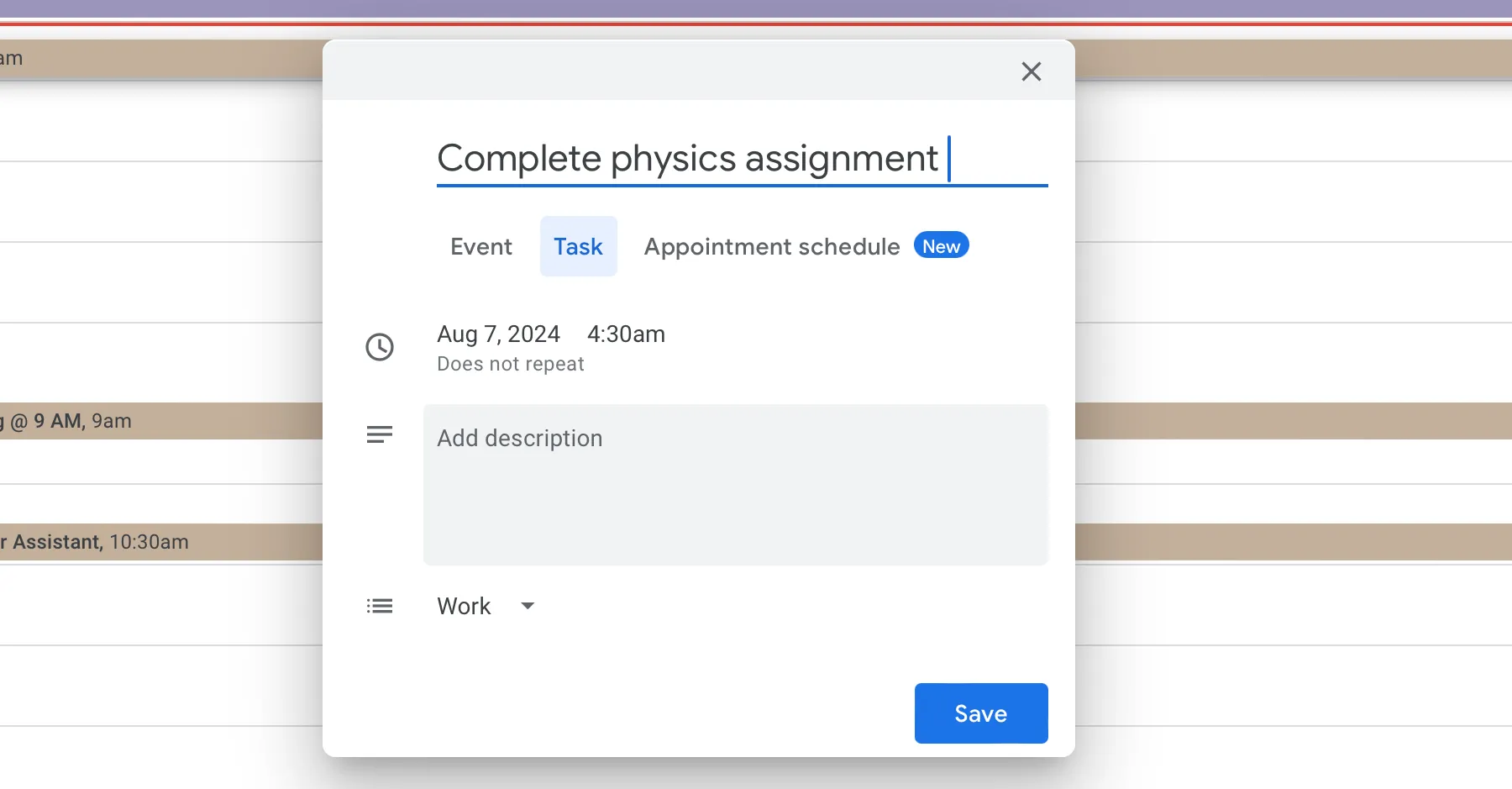Thêm tác vụ vào Google Tasks trực tiếp từ Google Calendar