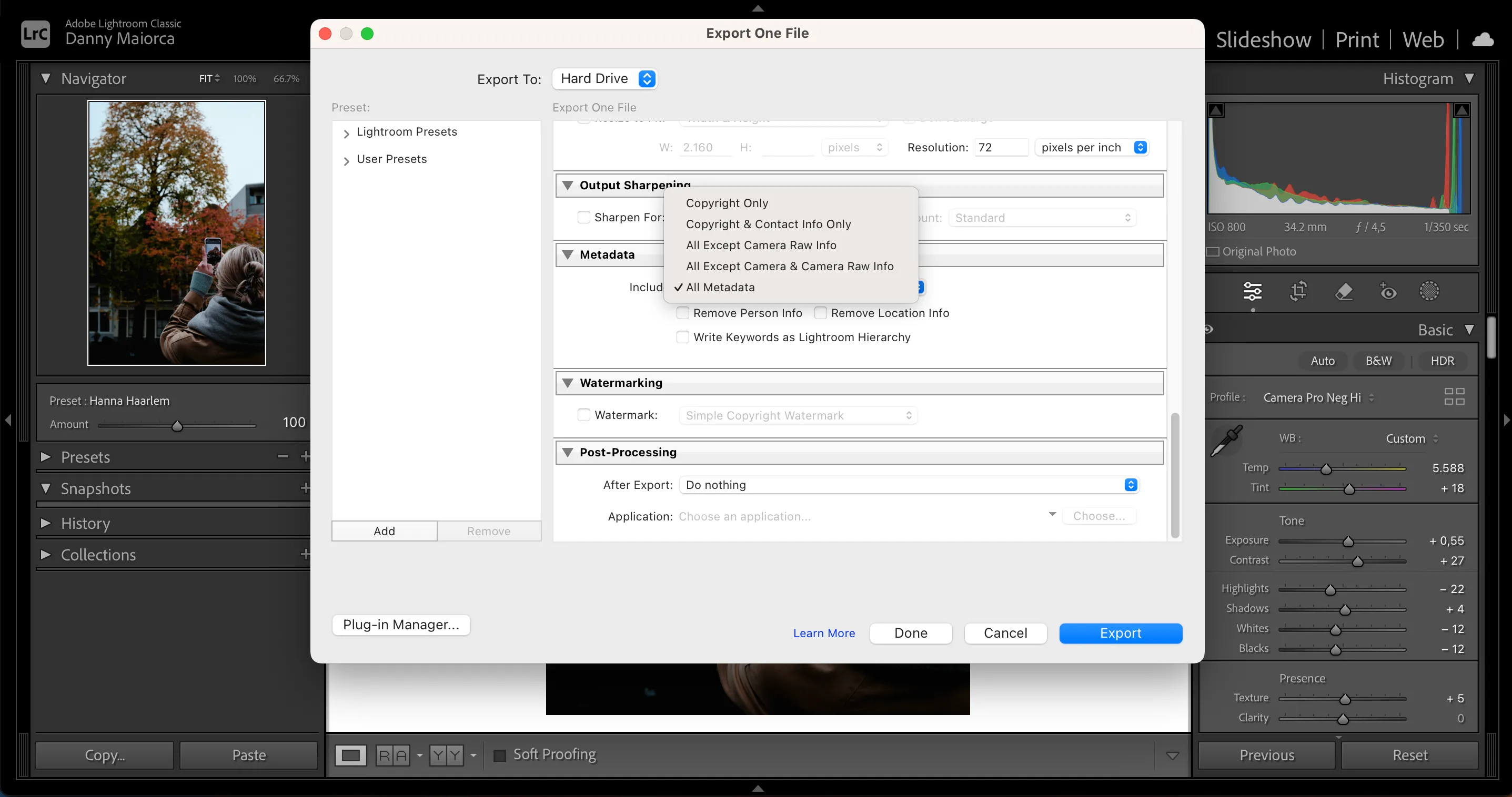 Thêm thông tin bản quyền vào ảnh khi xuất bằng Lightroom