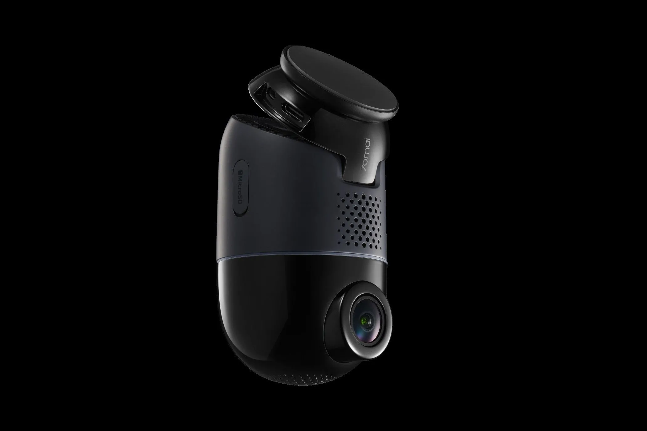 Thiết kế camera hành trình 70mai Dash Cam 4K Omni màu đen sang trọng trên xe ô tô