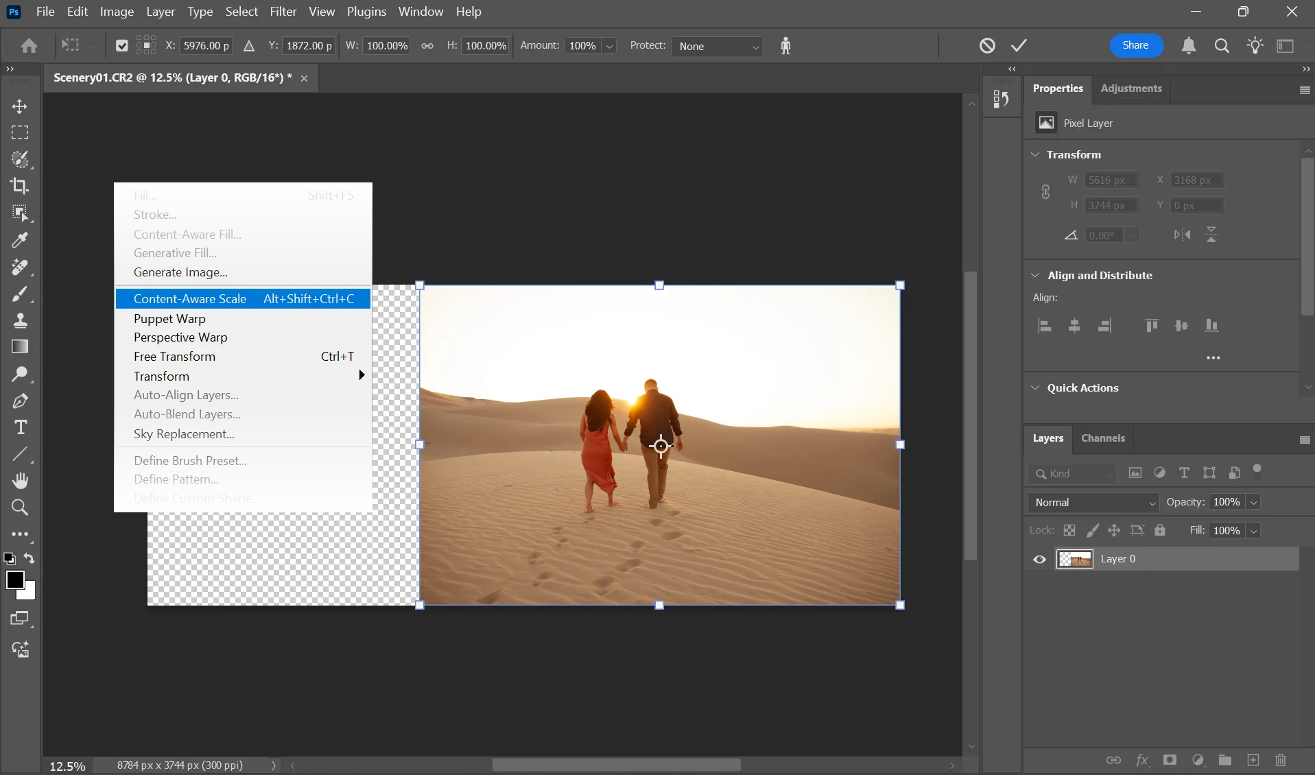 Thiết lập công cụ Content-Aware Scale trong Photoshop để co giãn ảnh không méo