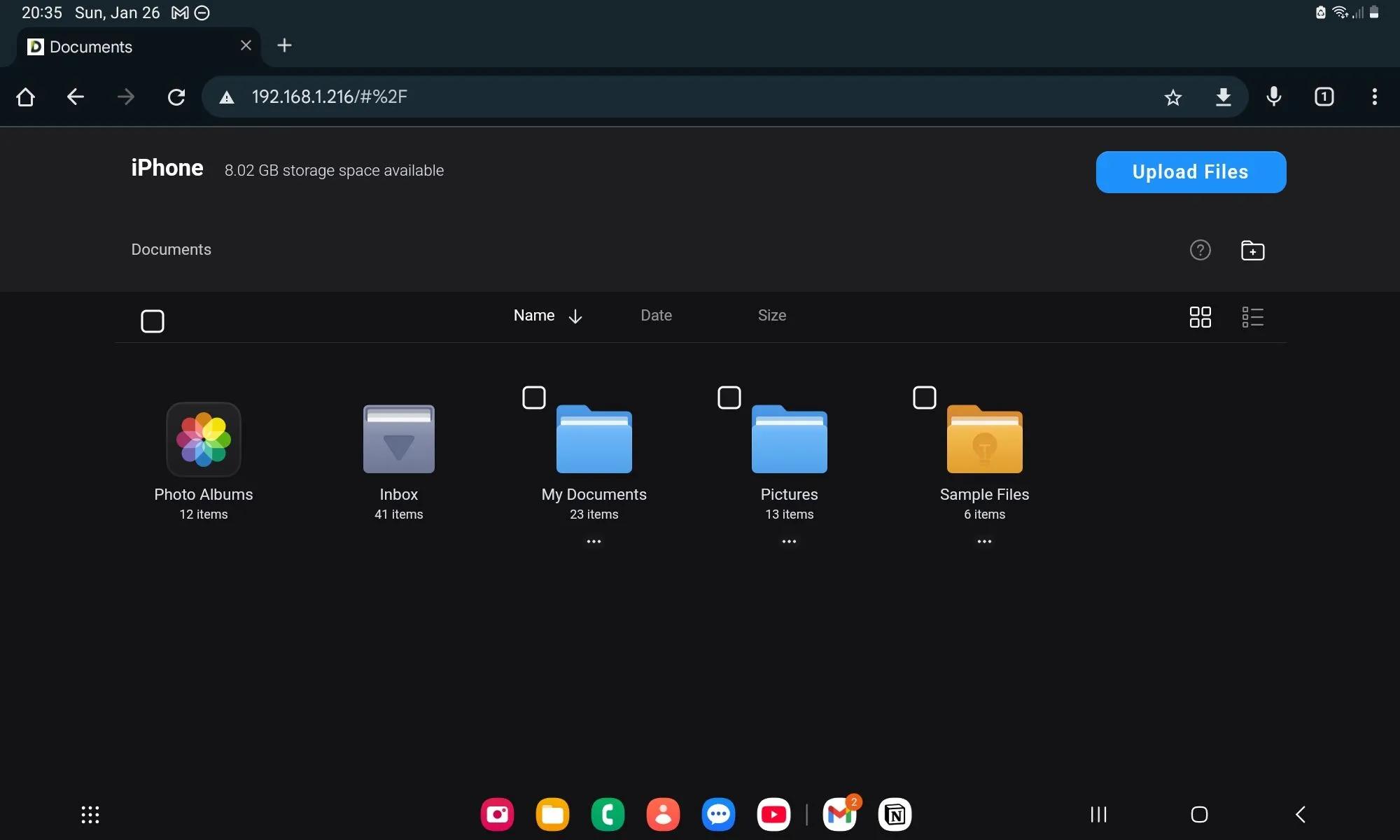 Thiết lập máy chủ WebDAV để chuyển file giữa iPhone và máy tính bảng Android bằng ứng dụng Documents.