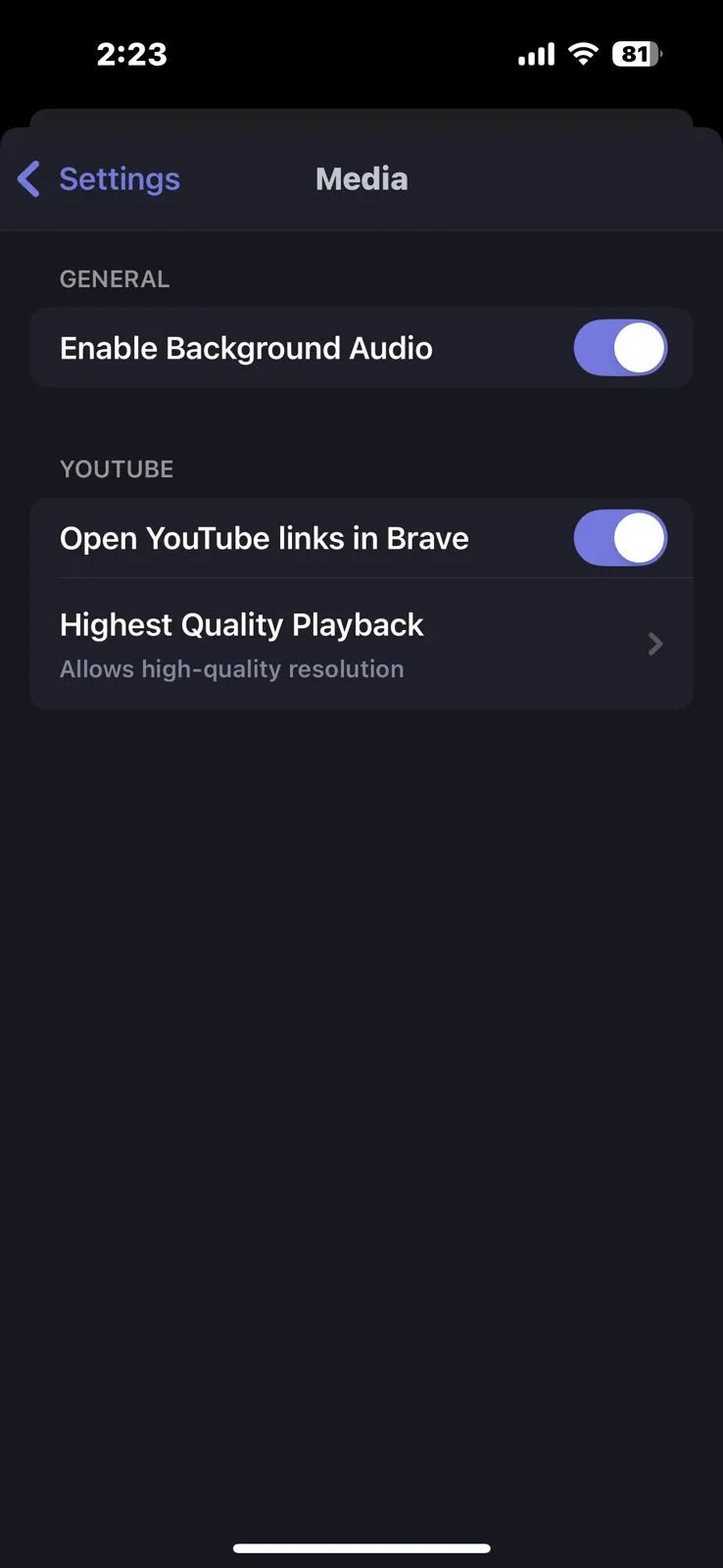 Thiết lập phát âm thanh trong nền trong Brave Browser