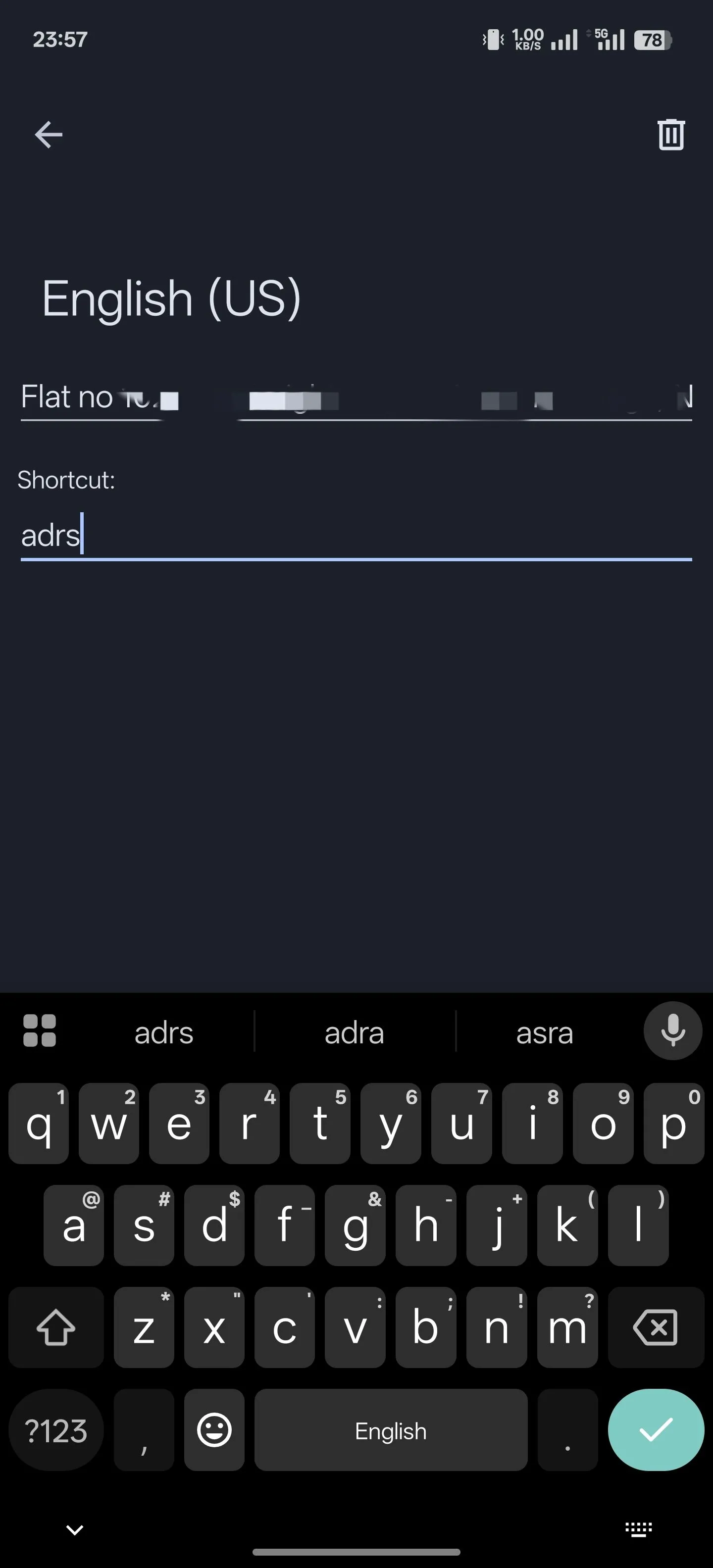 Thiết lập phím tắt văn bản tùy chỉnh trong ứng dụng Gboard trên Android.