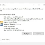 Thông báo lỗi "Tệp đang được sử dụng" khi cố gắng xóa tệp PDF trên Windows 10.