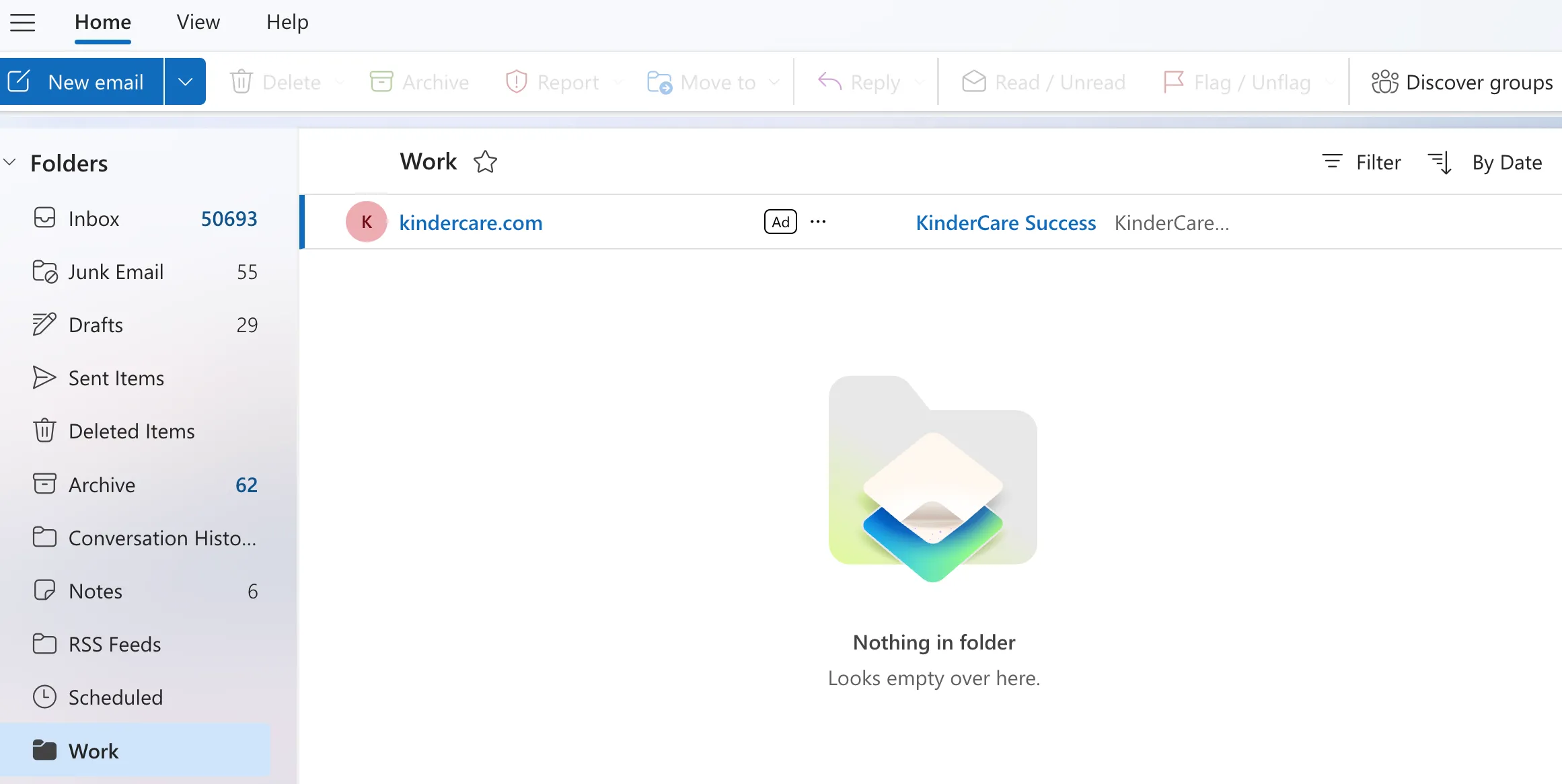 Thư mục đã tạo trong hộp thư đến Microsoft Outlook để quản lý email