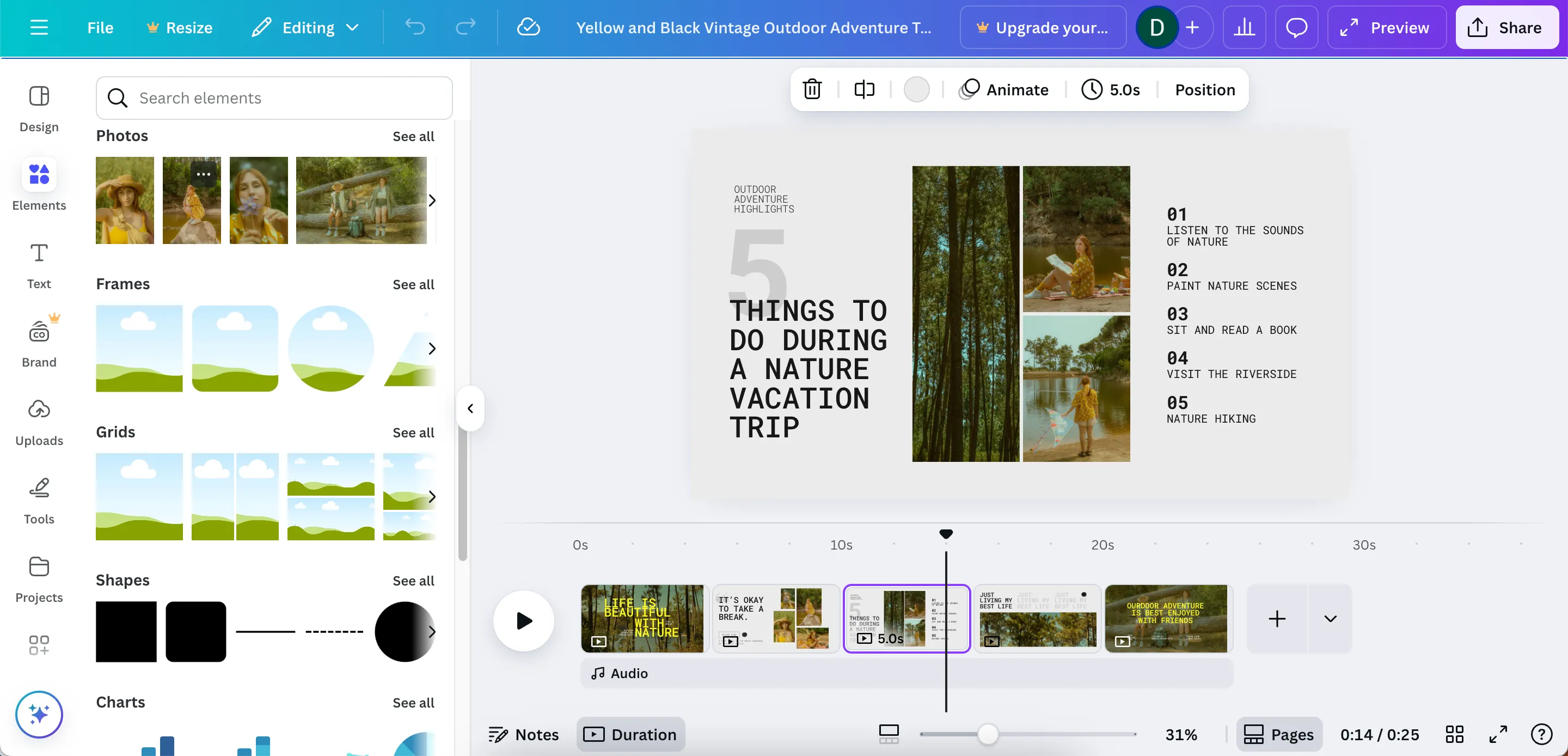 Thư viện yếu tố đồ họa và video phong phú trong ứng dụng Canva