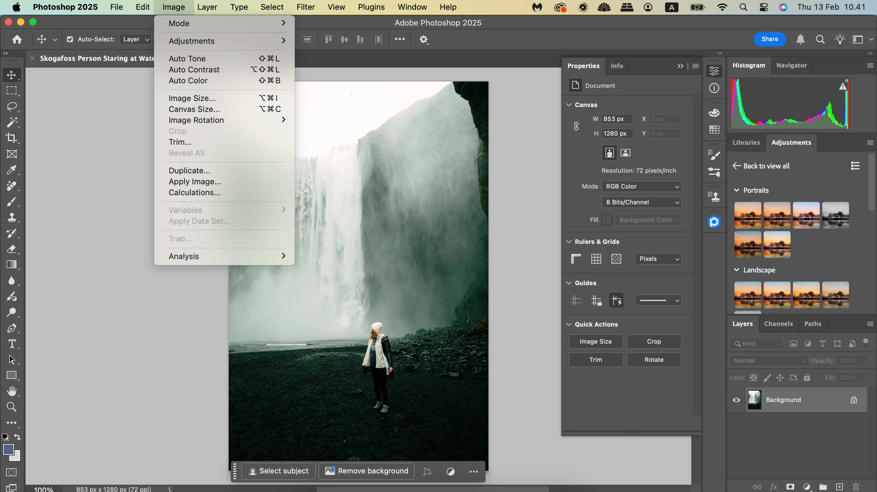 Thực đơn tùy chọn tự động tăng cường (Auto Enhance) trong Photoshop