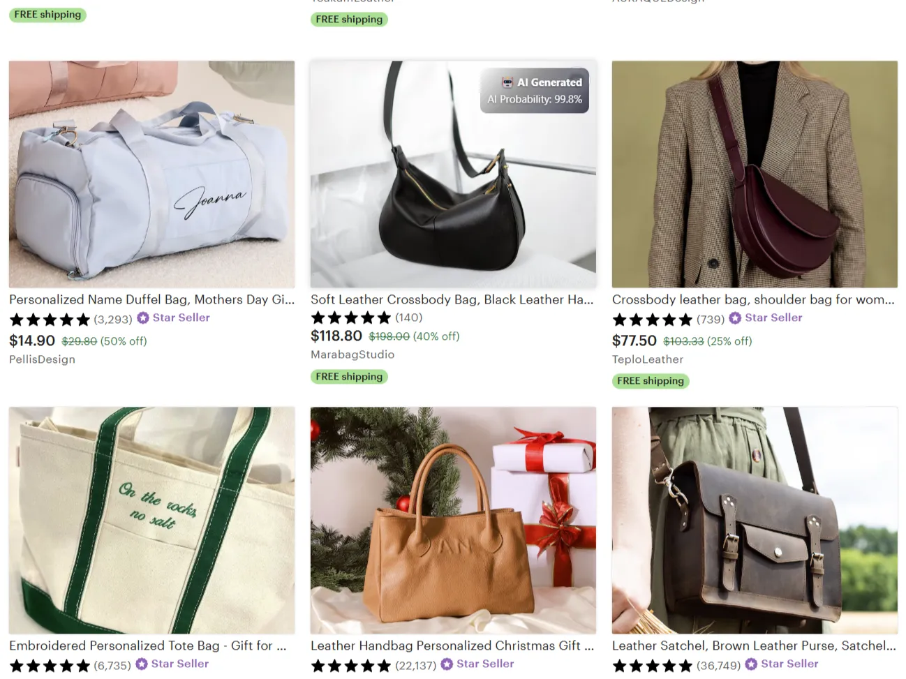 Tiện ích BitMind trên Chrome phát hiện ảnh sản phẩm Etsy có dấu hiệu AI