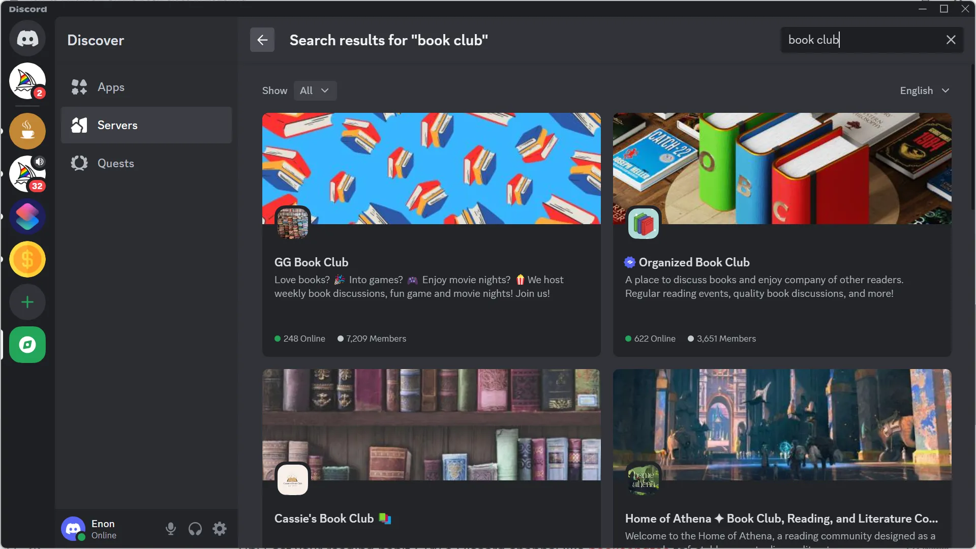 Tìm kiếm CLB sách trực tuyến trên Discord