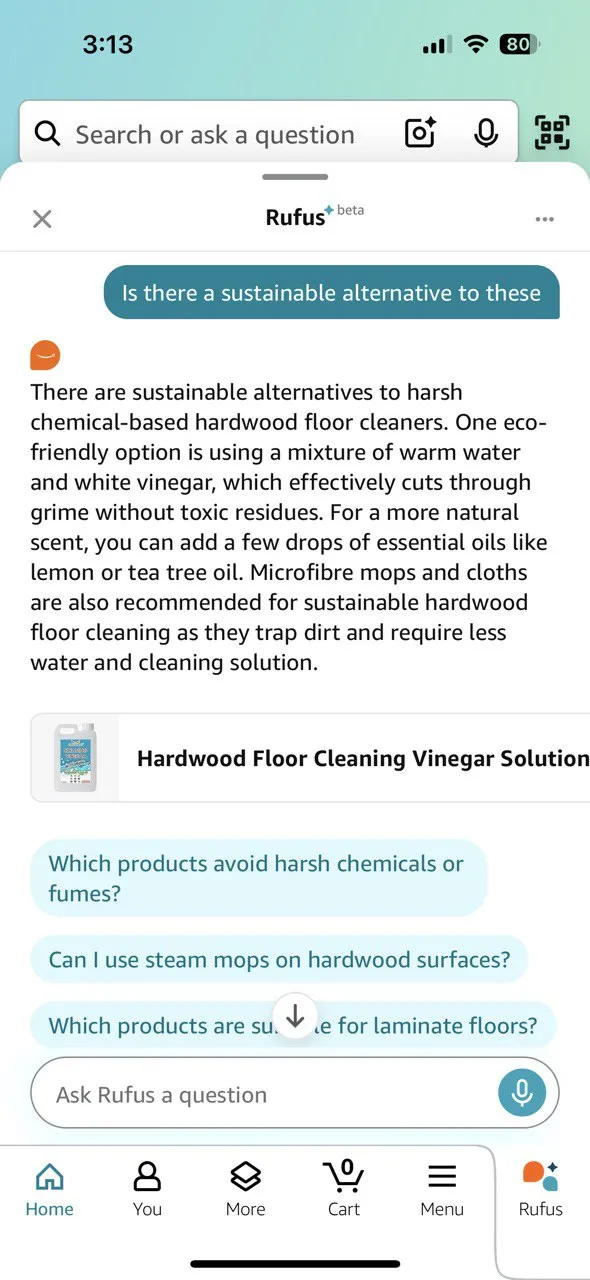 Tìm kiếm sản phẩm thân thiện với môi trường bằng Rufus Amazon