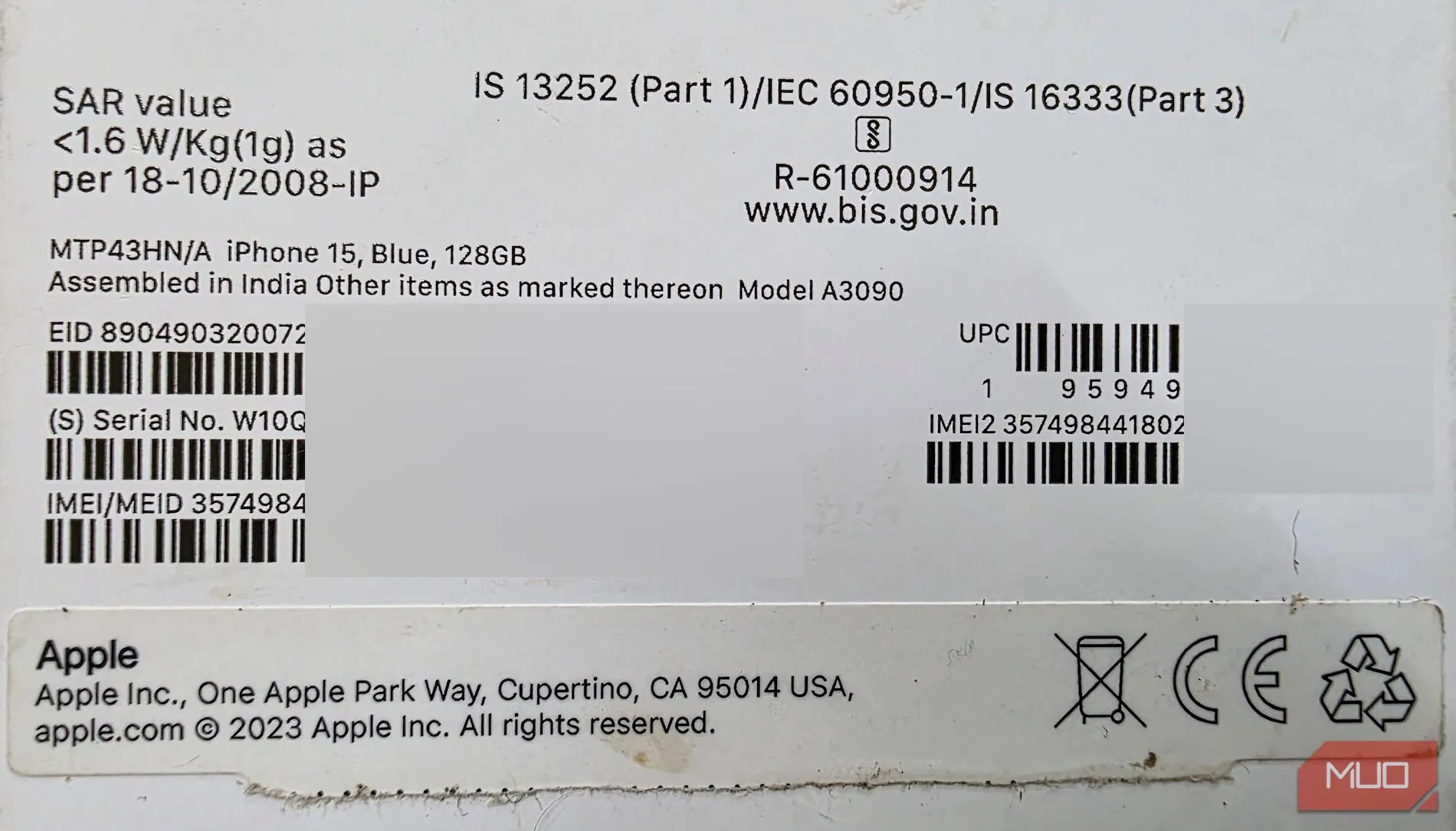 Tìm số IMEI iPhone từ nhãn dán trên vỏ hộp sản phẩm