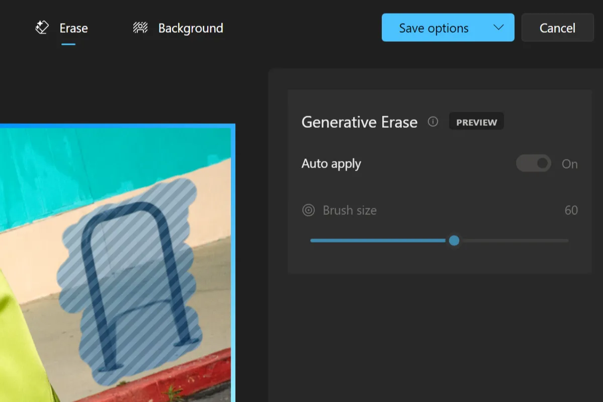 Tính năng Erase AI trong ứng dụng Photos Windows 11 loại bỏ đối tượng khỏi ảnh
