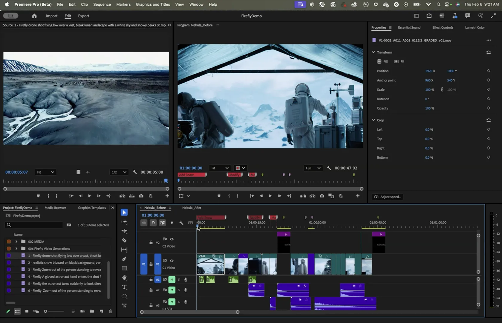 Tính năng Generative Extend của Adobe Premiere Pro tích hợp AI để kéo dài cảnh quay.