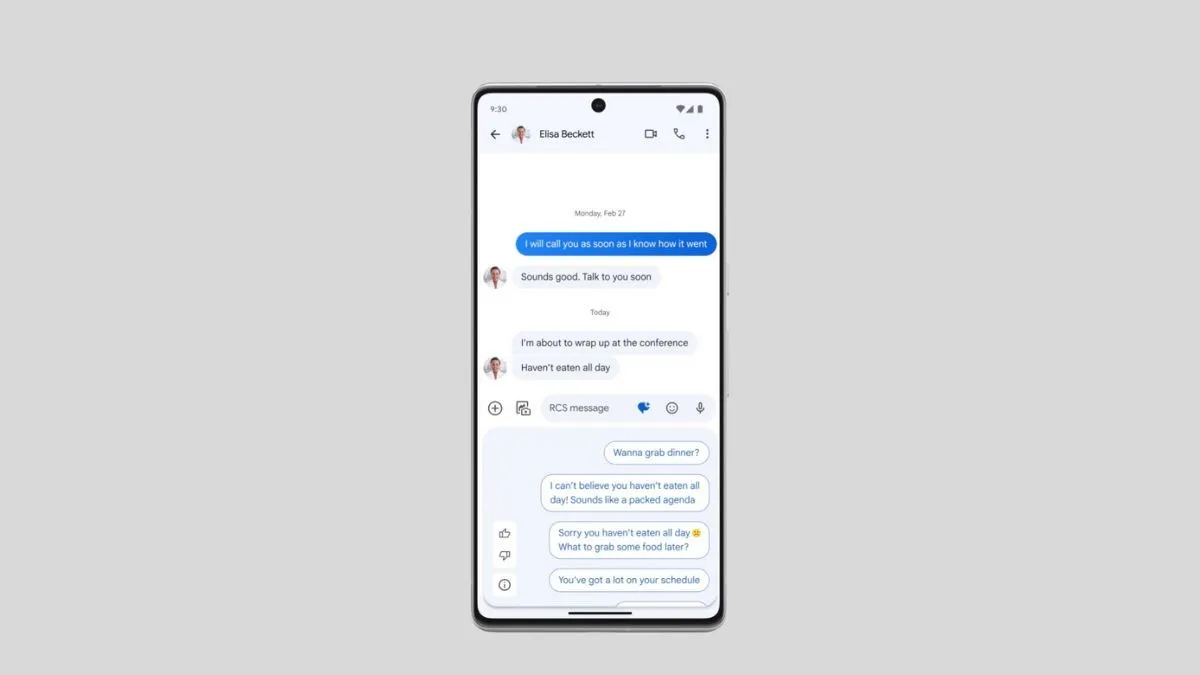 Tính năng soạn tin nhắn thông minh Magic Compose trong ứng dụng Google Messages trên Android, minh họa khả năng của Carrier Services