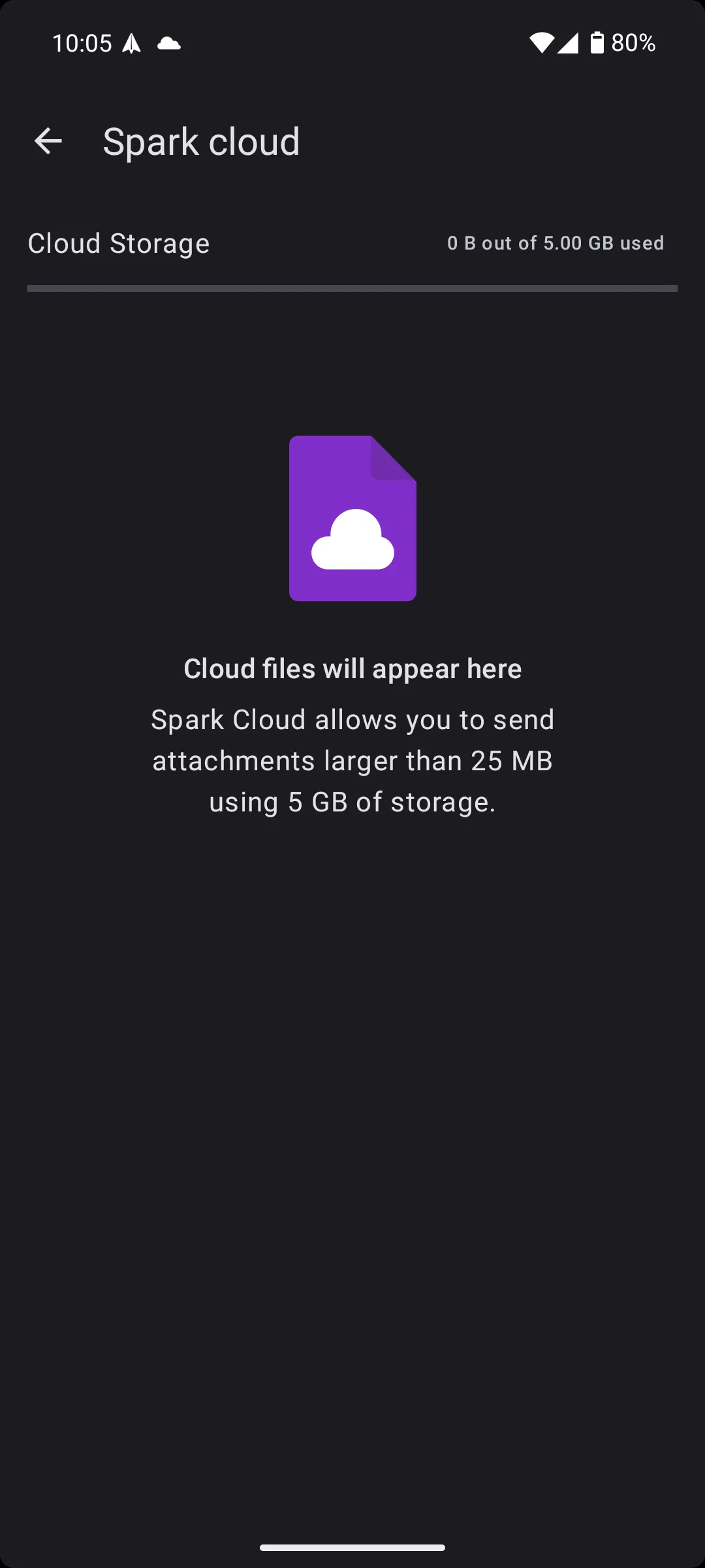 Tính năng Spark Cloud trong ứng dụng Spark Mail Android, hỗ trợ gửi tệp lớn