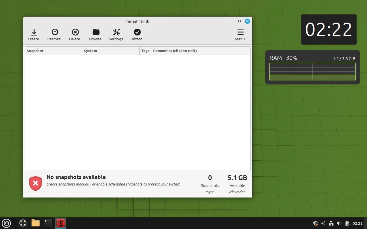 Tính năng Timeshift trên Linux Mint