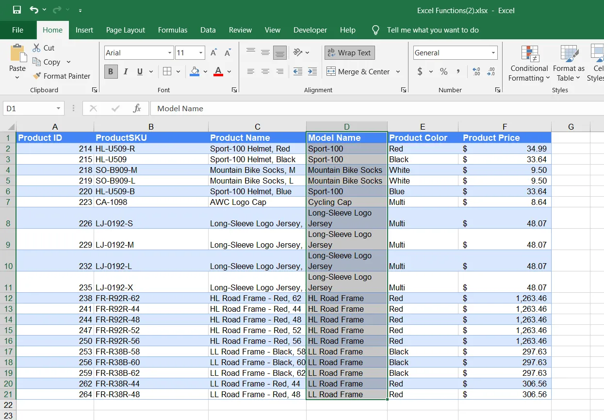 Tính năng tự động xuống dòng (Text Wrap) được kích hoạt trong Microsoft Excel