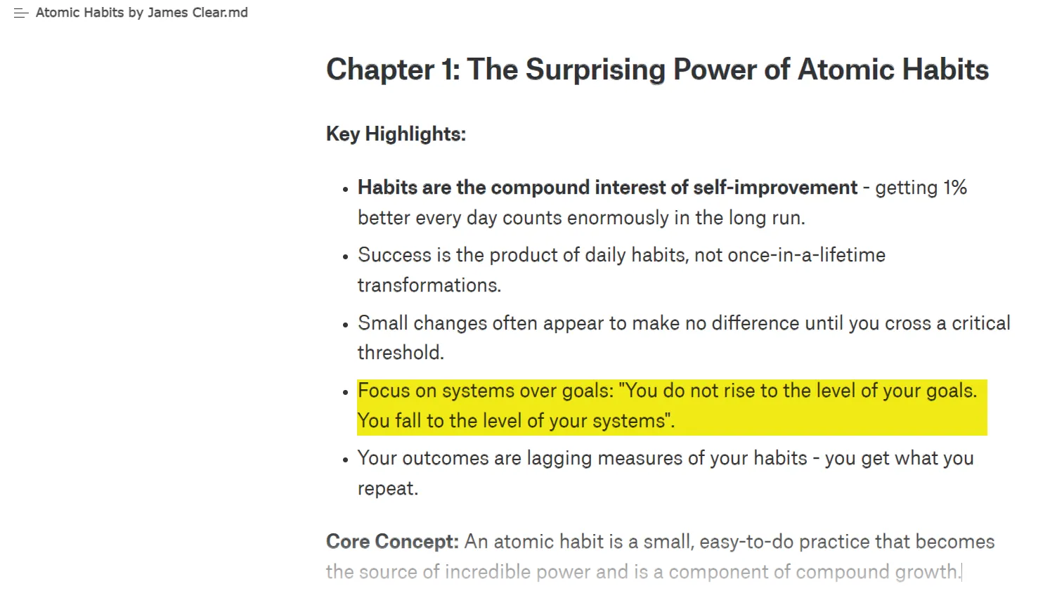 Tóm tắt ghi chú từ sách Atomic Habits