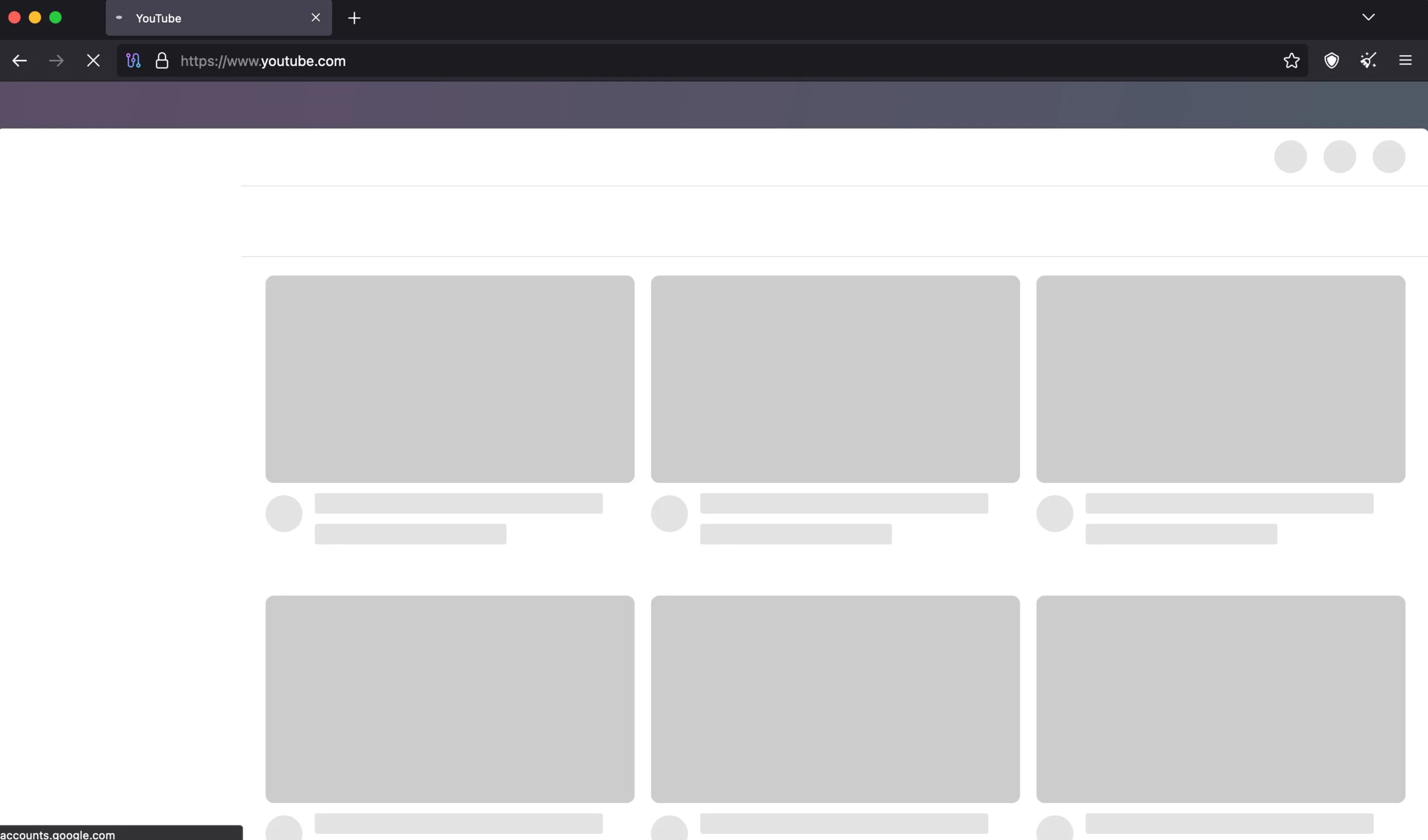 Trải nghiệm tải trang YouTube chậm chạp trên trình duyệt Tor, minh họa nhược điểm tốc độ.
