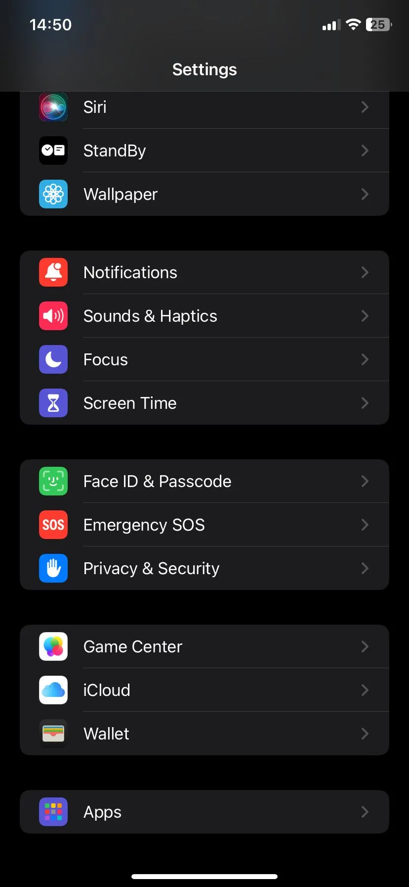 Trang cài đặt iCloud trên iPhone, hiển thị các tùy chọn lưu trữ đám mây