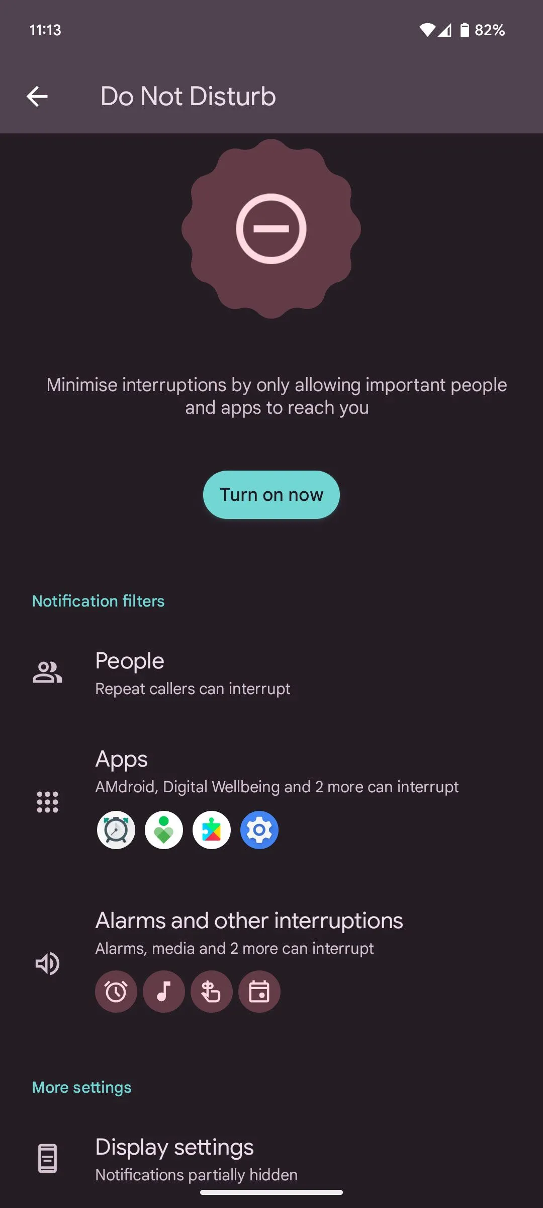 Trang cài đặt và tùy chỉnh các Chế độ (Modes) của Google Pixel
