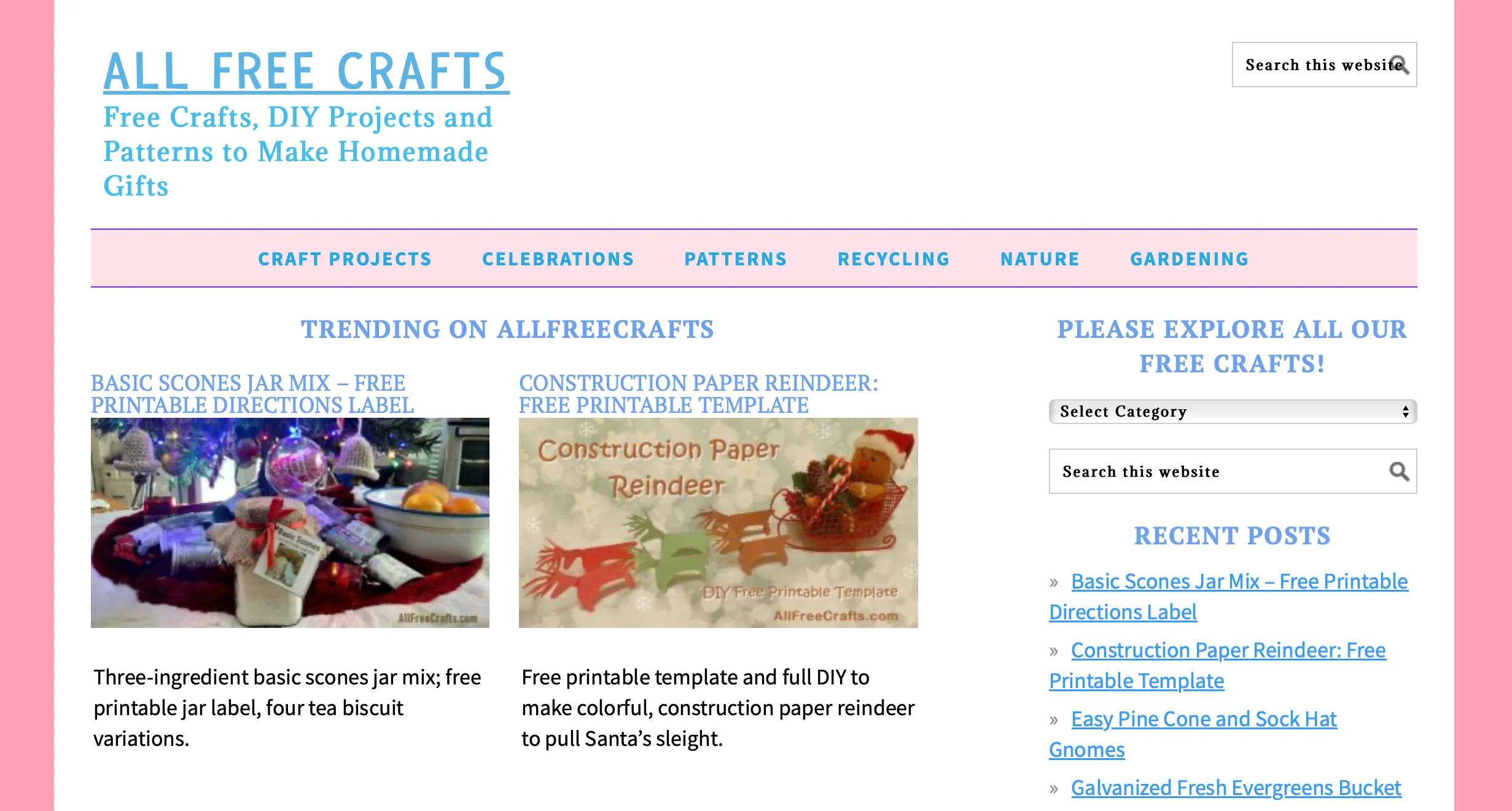 Trang chủ All Free Crafts với các dự án hũ bánh và tuần lộc giấy