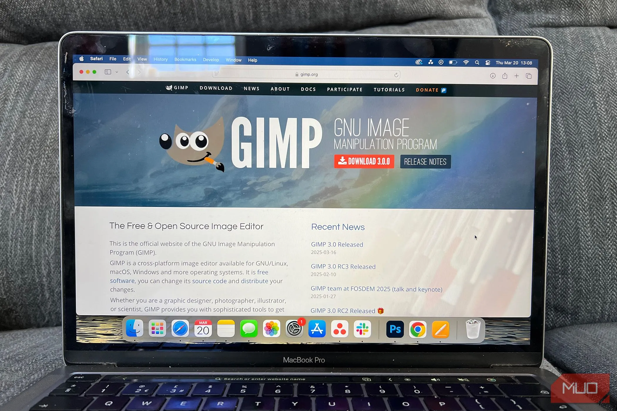 Trang chủ GIMP nhấn mạnh tính chất mã nguồn mở và miễn phí của phần mềm