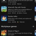 Trang chủ Google Play Store trên điện thoại Android