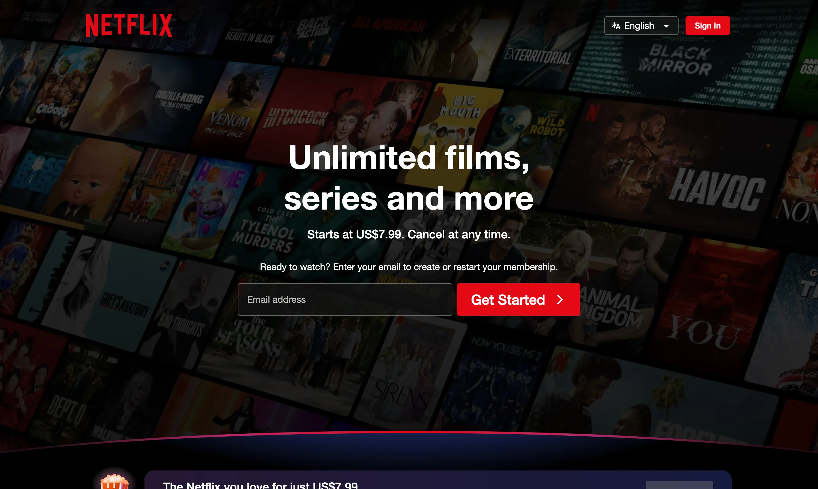 Trang chủ Netflix hiển thị các bộ phim và chương trình độc quyền hấp dẫn.