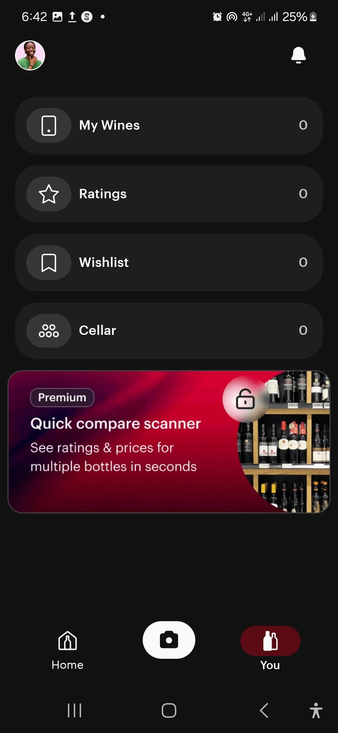 Trang hồ sơ cá nhân của người dùng trên ứng dụng Vivino