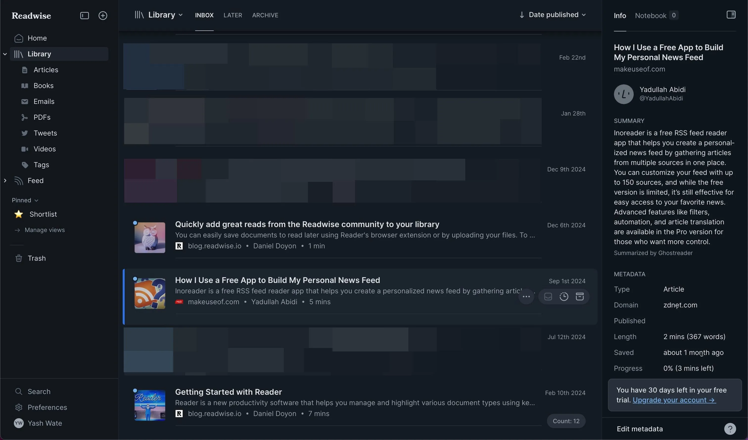 Trang web Readwise Reader với tính năng highlight và ghi chú cho các nội dung đã lưu, tối ưu cho người dùng Mac.