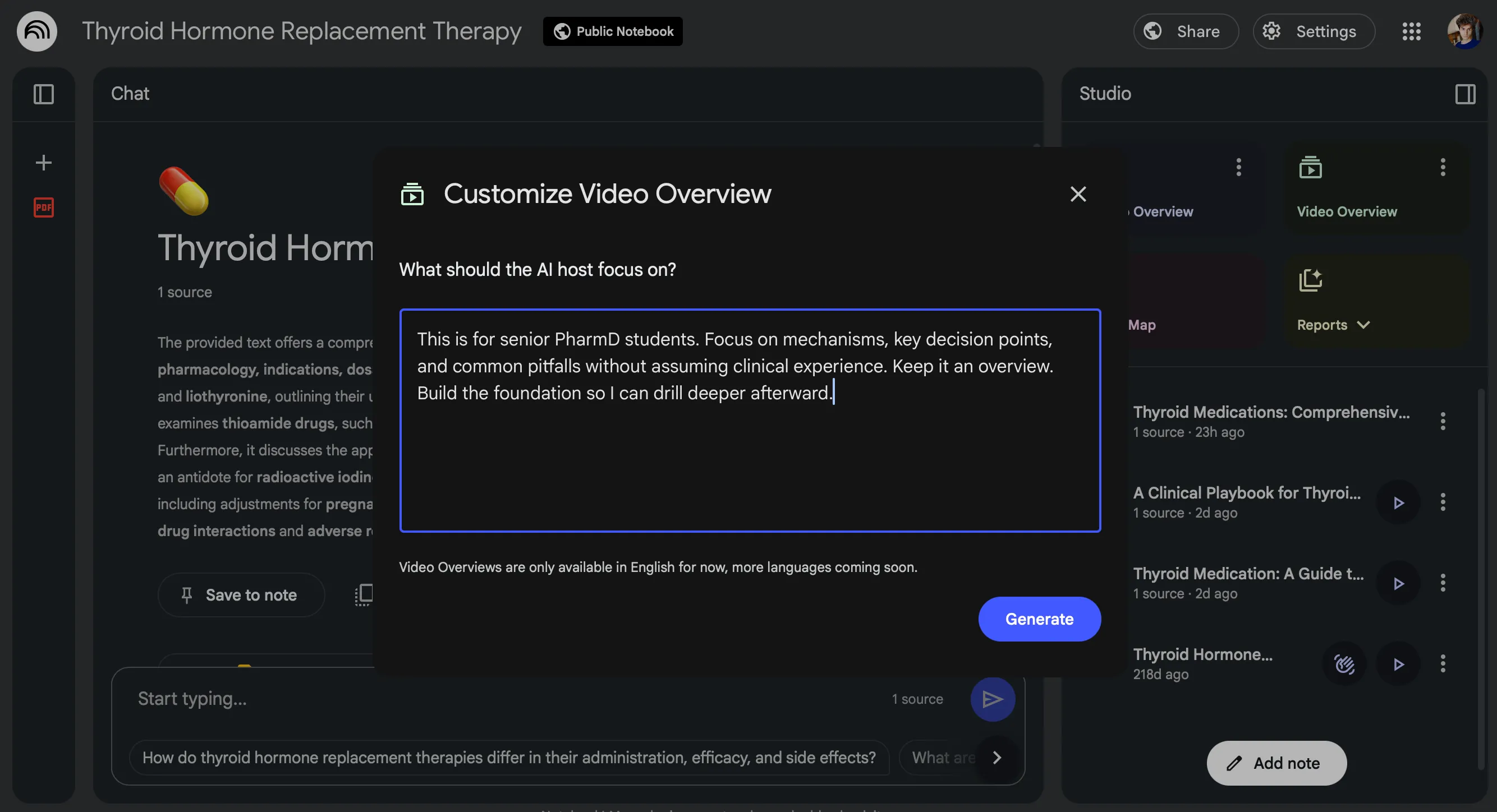 Tùy chỉnh Video Overview trong NotebookLM với hộp thoại nhập prompt điều khiển nội dung