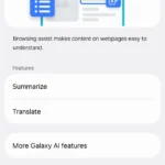 Tùy chọn Browsing Assist của Galaxy AI trong trình duyệt Samsung Internet