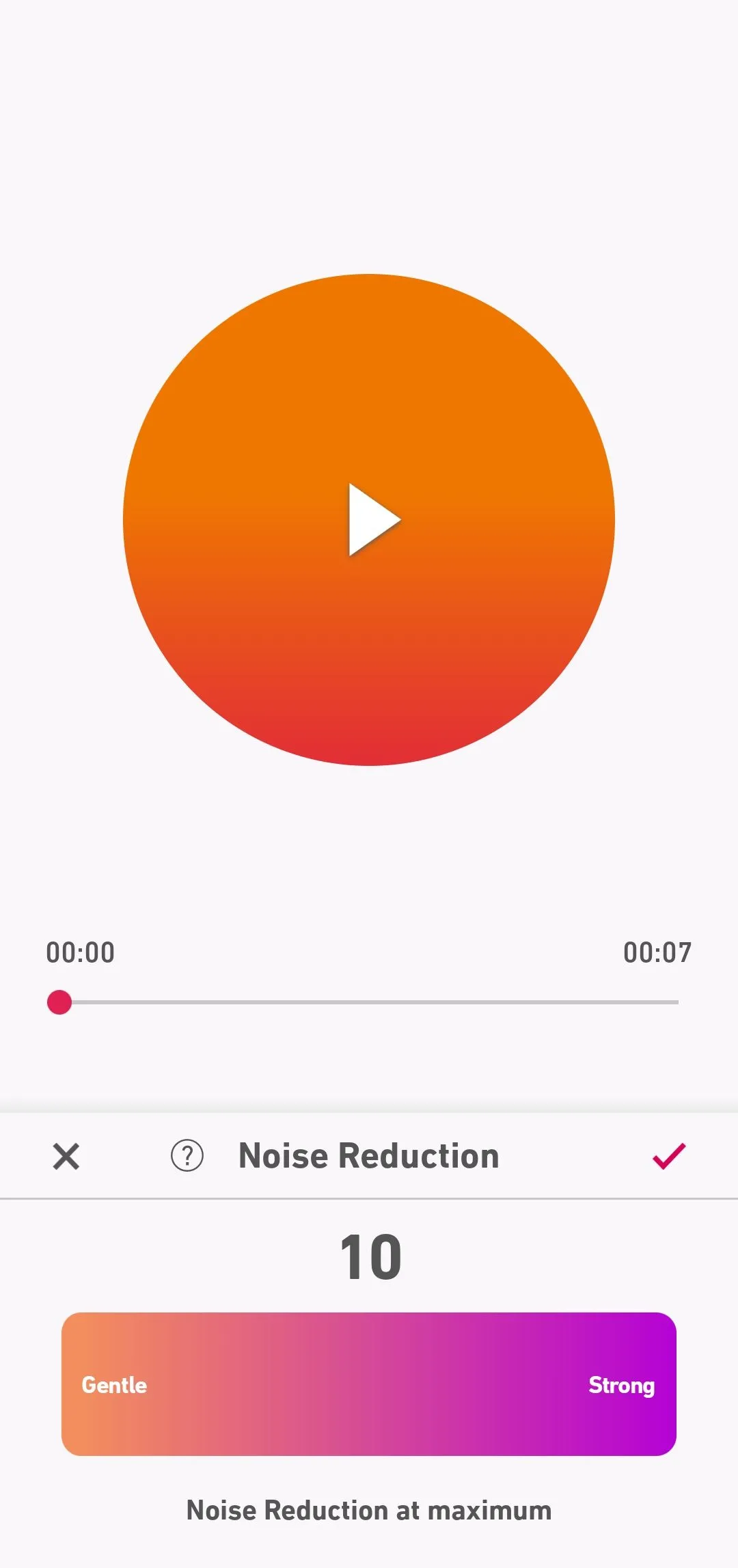 Tùy chọn giảm tiếng ồn (noise reduction) trong ứng dụng ghi âm Dolby On, cho phép người dùng kiểm soát và tối ưu chất lượng âm thanh.