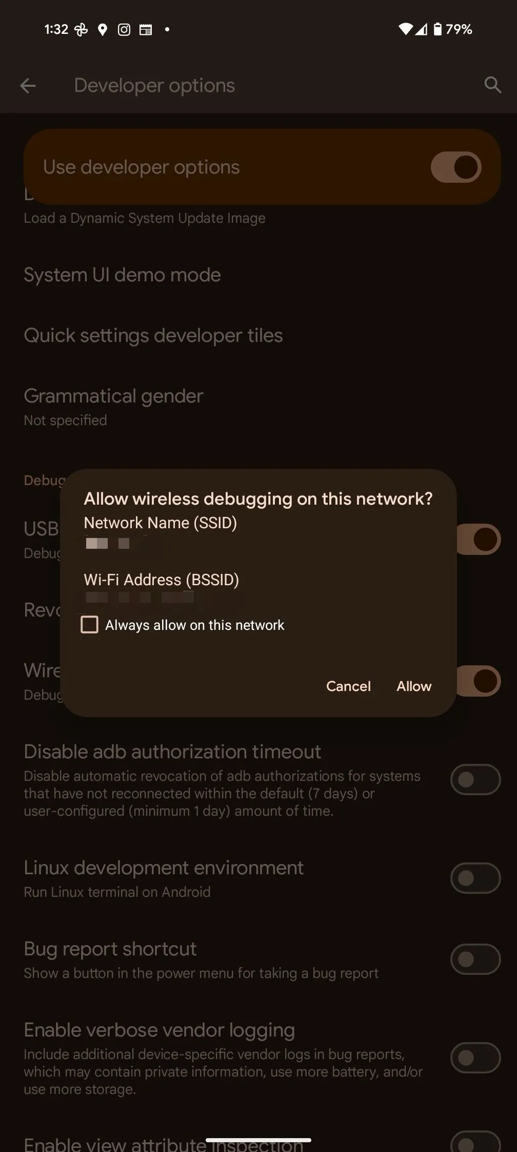 Tùy chọn &quot;Gỡ lỗi không dây&quot; trên Android, cho phép gỡ lỗi qua mạng Wi-Fi mà không cần cáp USB