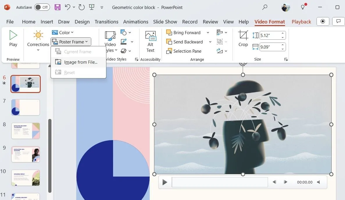 Tùy chọn Khung Áp Phích (Poster Frame) trong PowerPoint