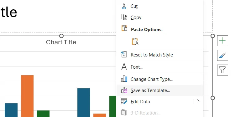 Tùy chọn Lưu biểu đồ dưới dạng mẫu (Save As Template) trong PowerPoint.