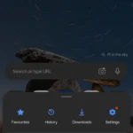 Tùy chọn menu ba gạch ngang trên Microsoft Edge Android hiển thị mục Tiện ích mở rộng