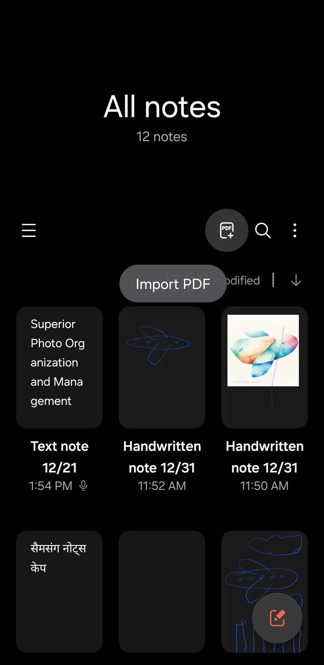 Tùy chọn nhập và chú thích PDF trực tiếp trong ứng dụng Samsung Notes