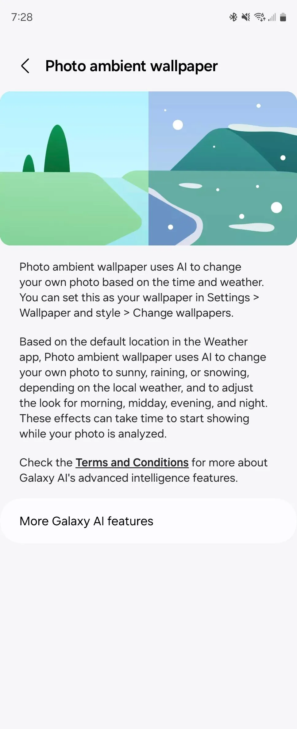 Tùy chọn Photo Ambient Wallpaper của Galaxy AI trong phần cài đặt hình nền