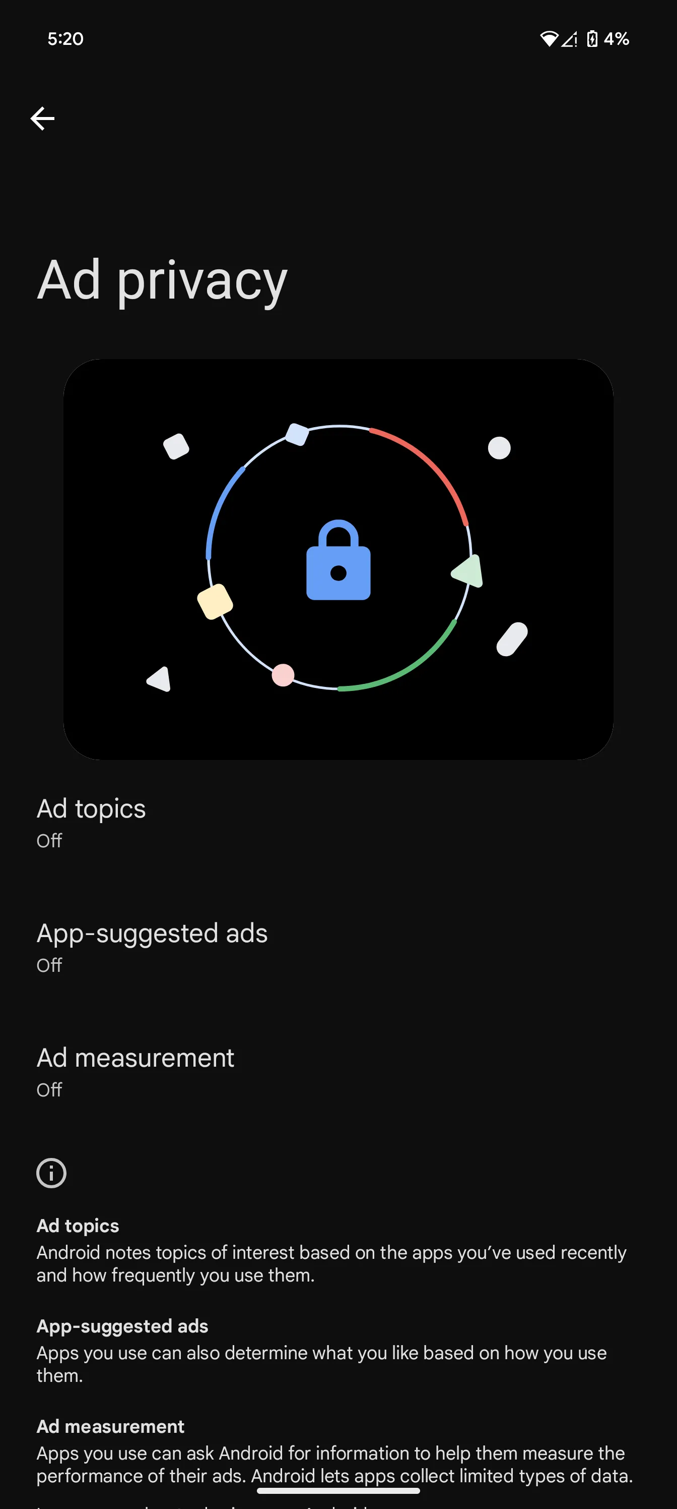 Tùy chọn quảng cáo cá nhân hóa trong cài đặt Android