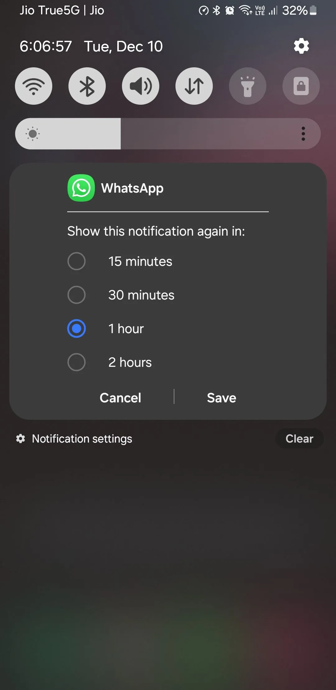 Tùy chọn tạm dừng thông báo (Snooze) trên điện thoại Android