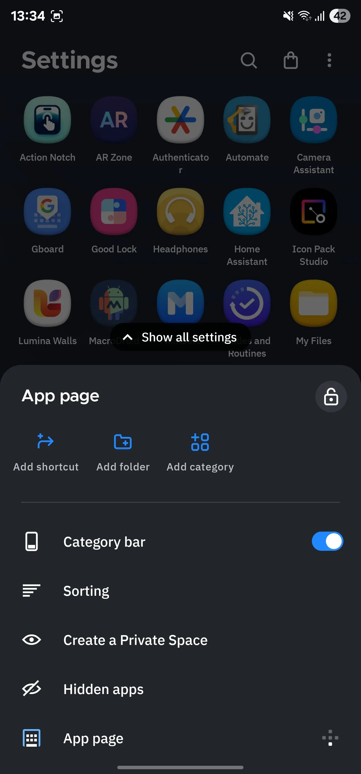Tùy chọn tùy chỉnh ngăn kéo ứng dụng trong Smart Launcher với các danh mục tự động sắp xếp