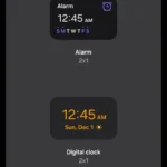 Tùy chọn widget đồng hồ và thời tiết trên điện thoại Samsung Galaxy.