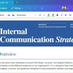 Ứng dụng Canva trên máy tính hiển thị một tài liệu Docs đang được soạn thảo, minh họa khả năng tạo văn bản chuyên nghiệp.