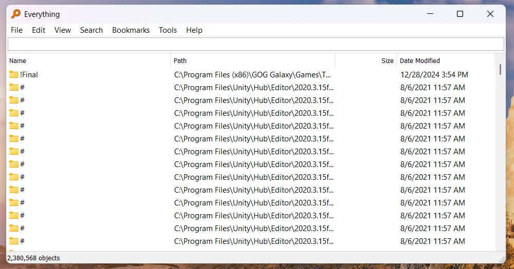 Ứng dụng Everything hiển thị kết quả tìm kiếm file và thư mục cực nhanh trên Windows