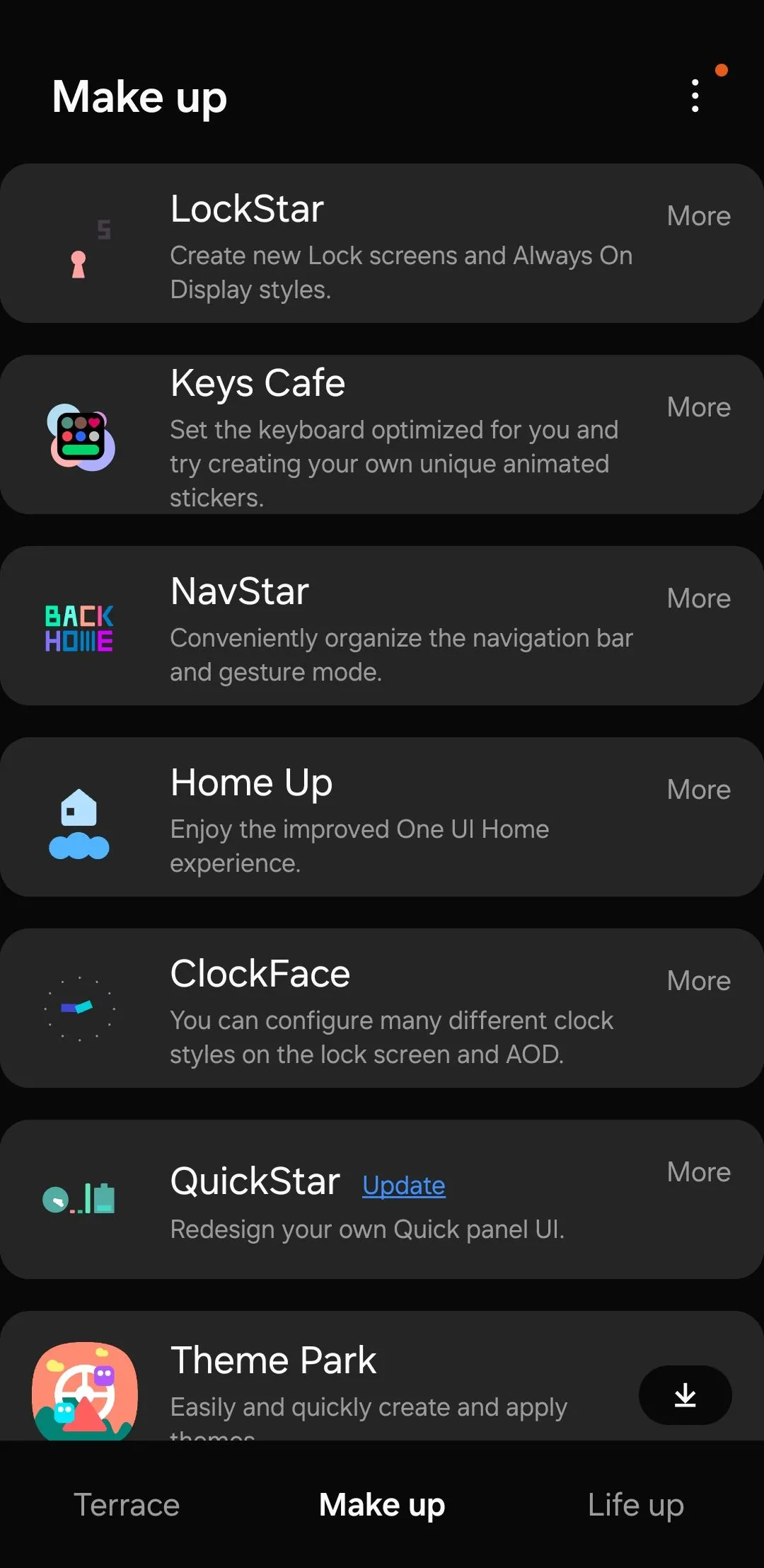 Ứng dụng Good Lock trên điện thoại Samsung Galaxy, cung cấp các mô-đun tùy biến sâu rộng